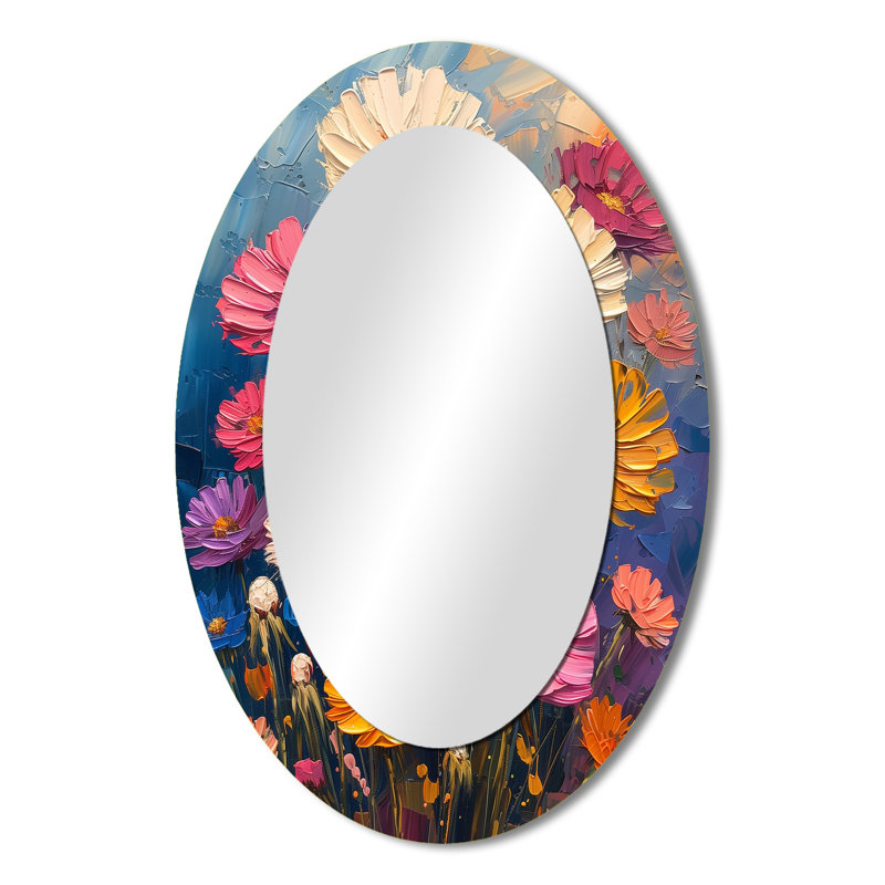 Miroir mural blanc moderne mauve à motif de fleurs de pissenlit II, 36 po x 24 po