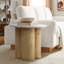 Table d'appoint 19,7 po à dessus rond en faux marbre avec base cylindrique en bois naturel