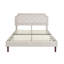 Structure de lit tapissier très grand en lin avec tête de lit en tissu de qualité supérieure, bois massif beige