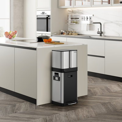 Vertical Bins Step On Multi-Compartment Rubbish & Recycling Bin - 32L