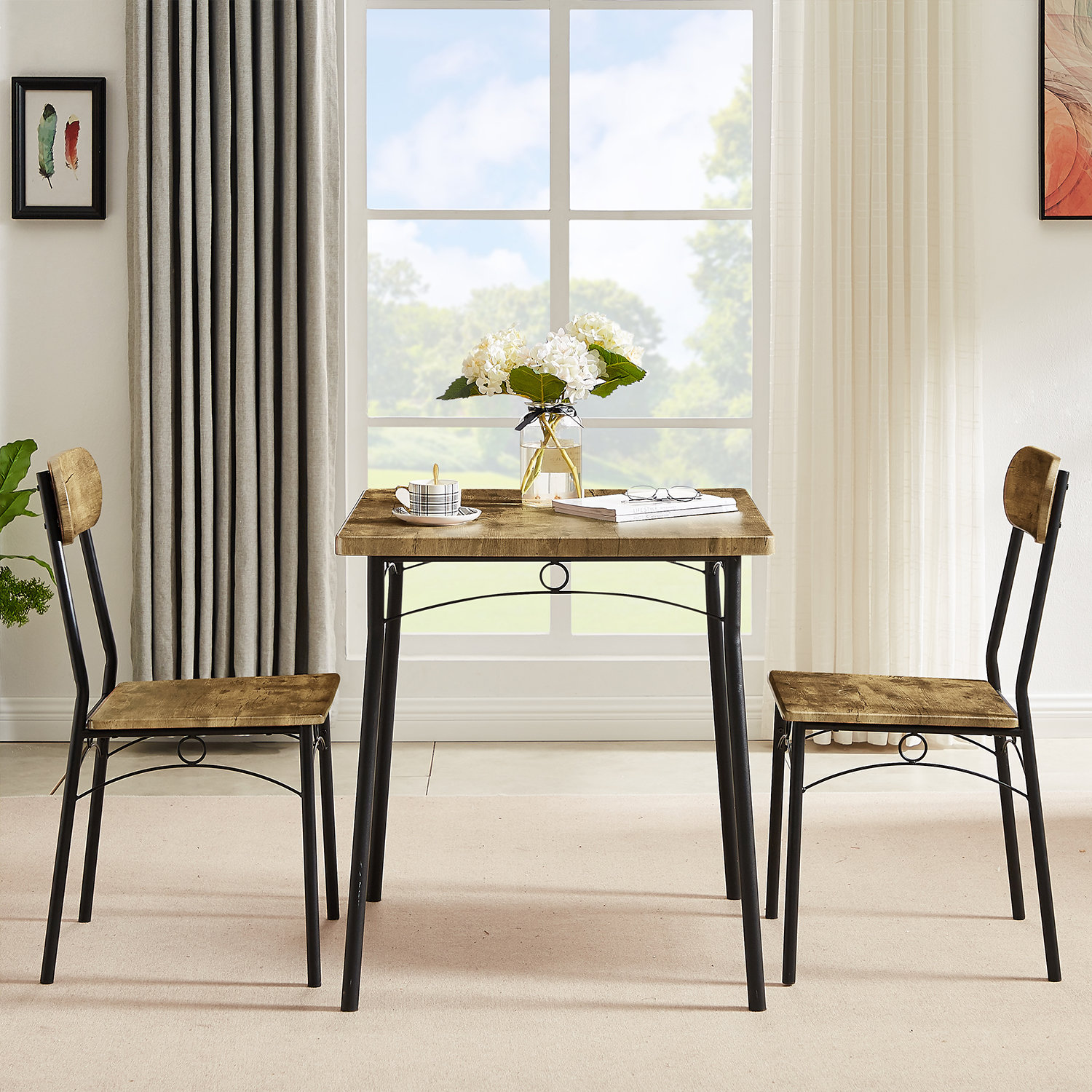 Union Rustic Kinlie 3 Piece Dining Set Reviews Wayfair