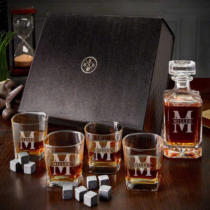 Engraved Whisky Decanter Set With Luxury Box - 7pc