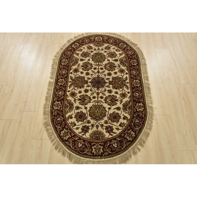 Tapis oriental traditionnel en laine noué à la main 3 pi 2 po x 5 pi Agra Agra