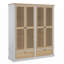 Armoire penderie 4 portes à 2 volets avec 2 tiroirs, naturel +
