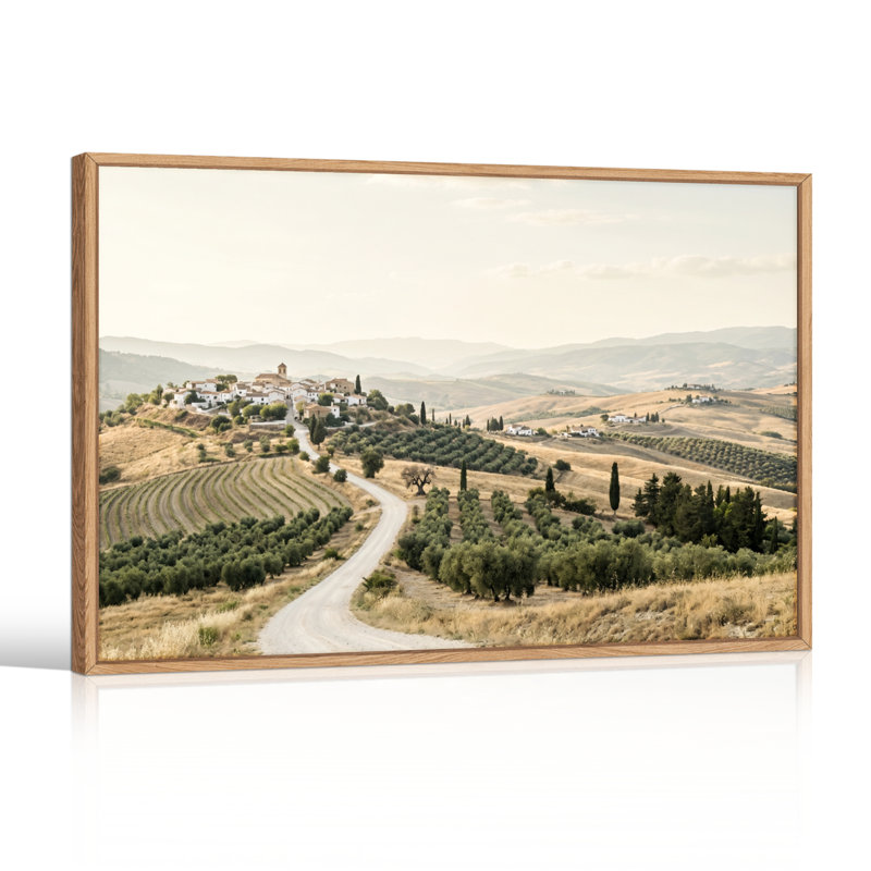 Ensemble de 1 tableau sur toile représentant un paysage rural, 36"H x 48"W, Natural