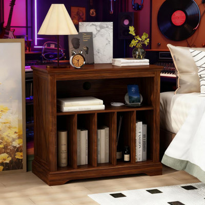 Large Farmhouse Record Player Stand With Vinyl Storage, Turntable Cabinet