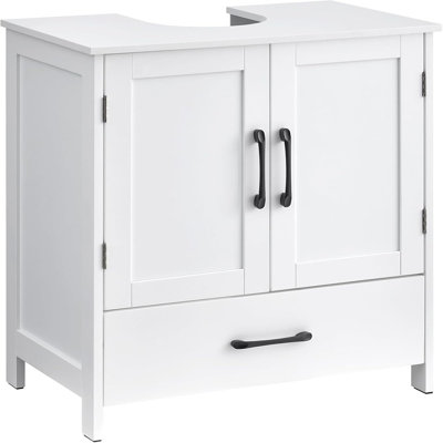 Bathroom Vanity Sink Cabinet with 2 Doors and Drawer, Under Sink Storage Cabinet, Waterproof Pedestal Sink Cabinet for Bathroom, Laundry Room and Kitchen, White