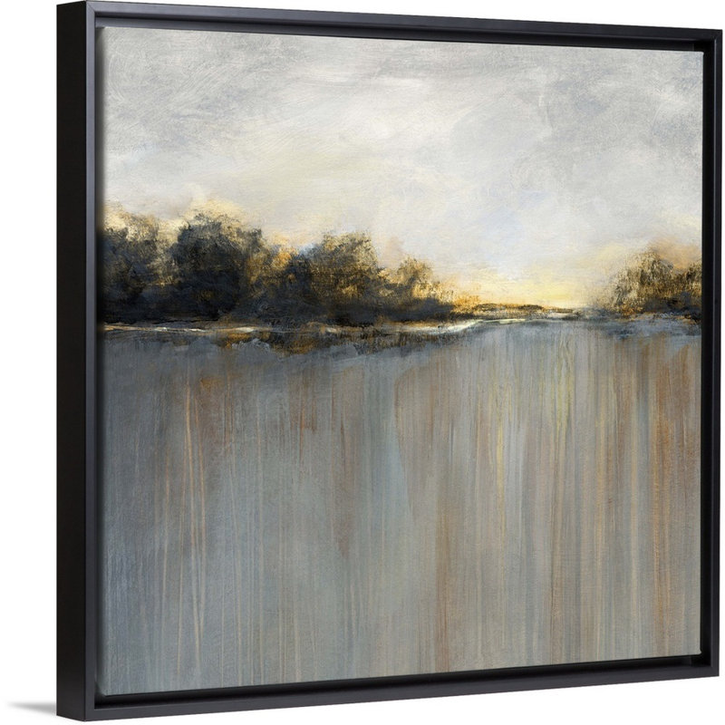 Rainy Sunset I - reproduction d'art sur toile, Cadre flottant noir, H 13,7 po x l 13,7 po x P 1,75 po