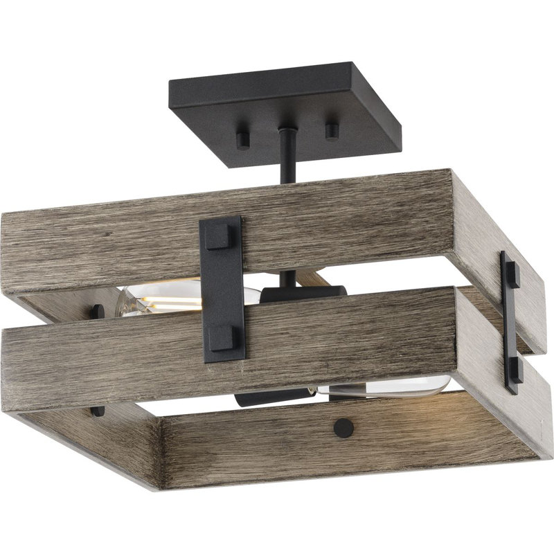 Plafonnier encastré 13,5 po 2 lumières Camas, Noir