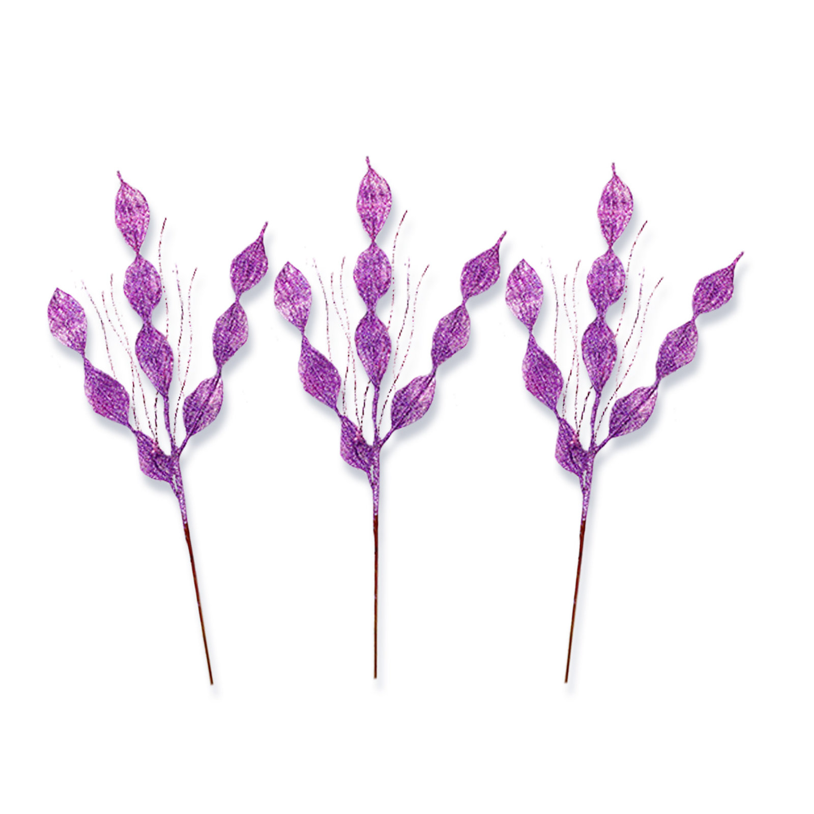 32" Leafy Glitter Picks, Lavender