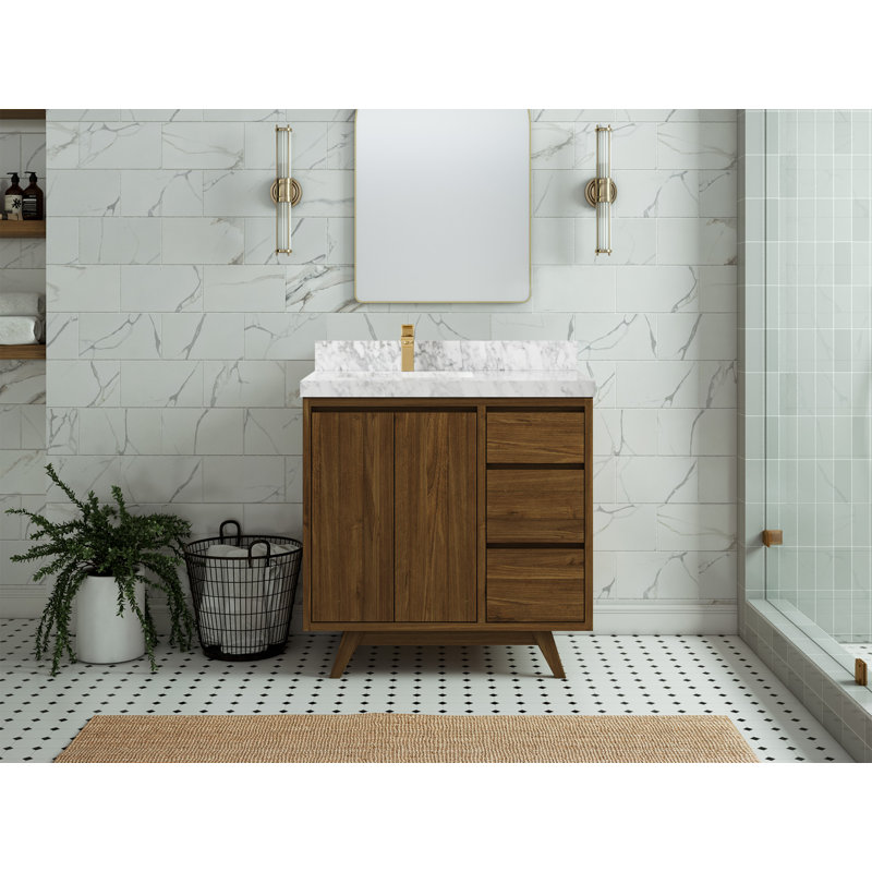 Ensemble de meuble-lavabo simple 36 po Kristynn, Marbre de Carrare