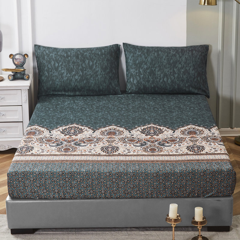 Percale Paisley Fitted Sheet, Queen