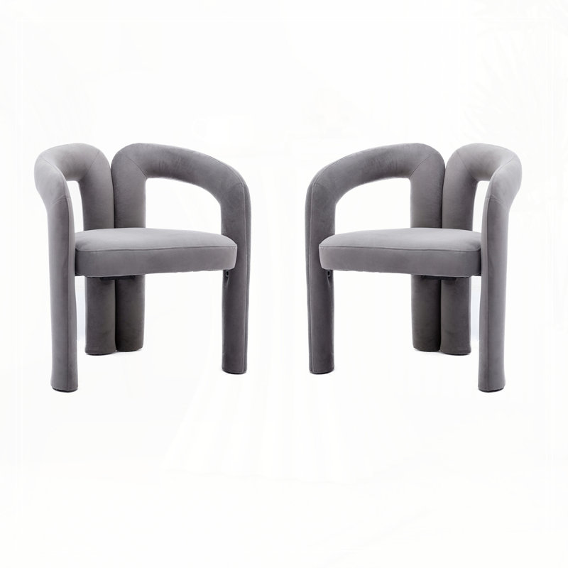 Fauteuil de cuisine en velours rembourré, Gris