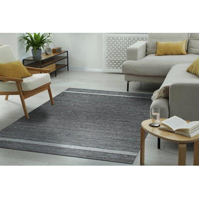 Liyat Gray Flatweave Wool Area Rug