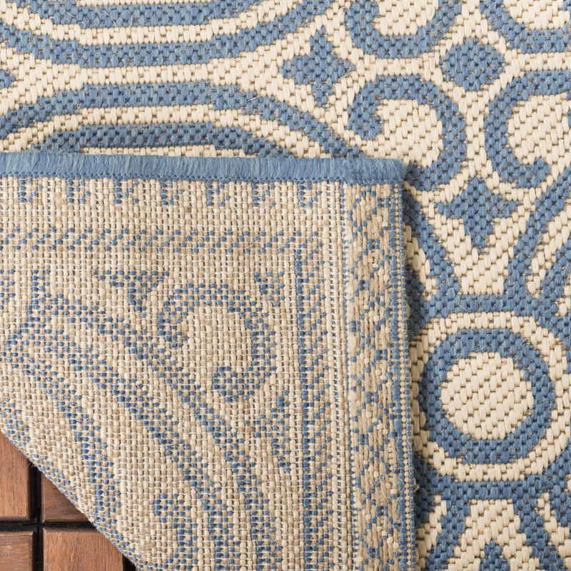 Graham Indoor/ Outdoor Blue/Cream Rug, Runner 61 x 244 cm
