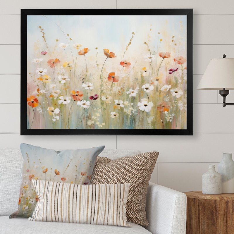 Art contemporain sur toile Meadow, H 34 po x l 44 po x P 1,5 po, Cadre simple noir