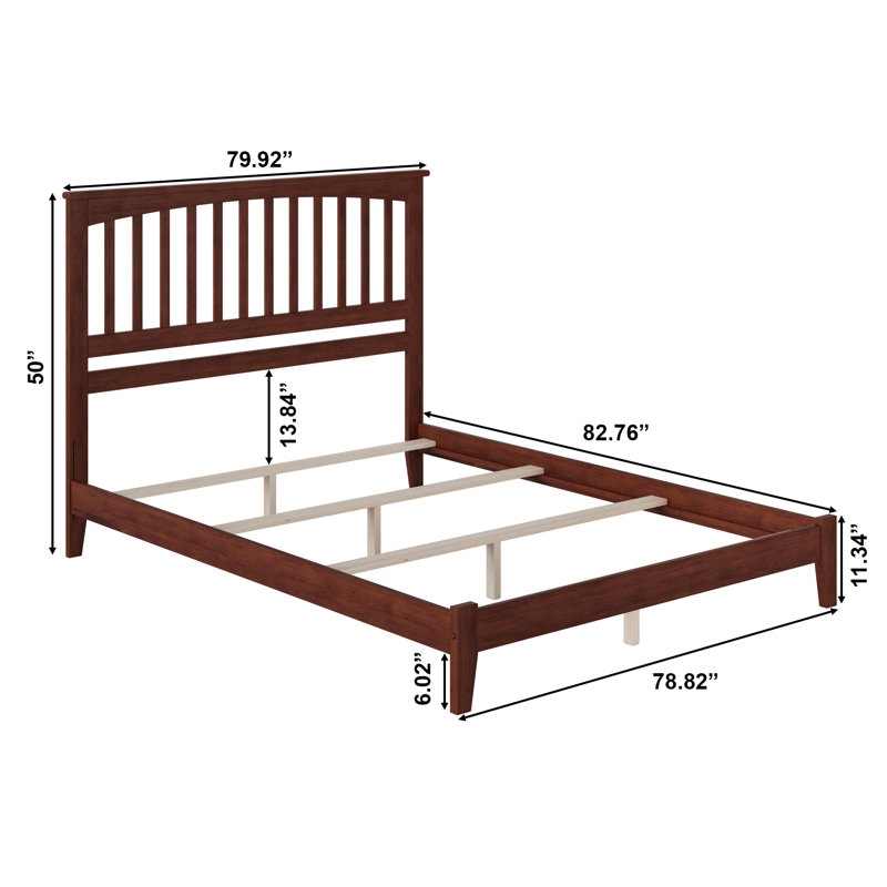 Abingt Solid Wood Foundation Bed , King, Walnut