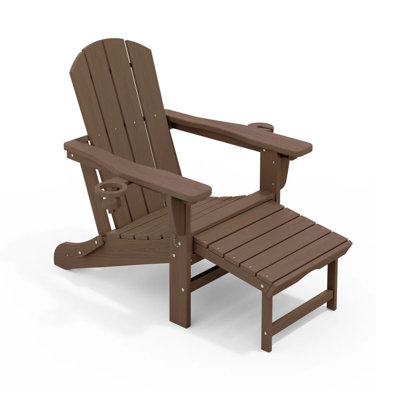 Fauteuil Adirondack pliant inclinable avec foyer et repose-pieds coulissant en PEHD (lot de 2)