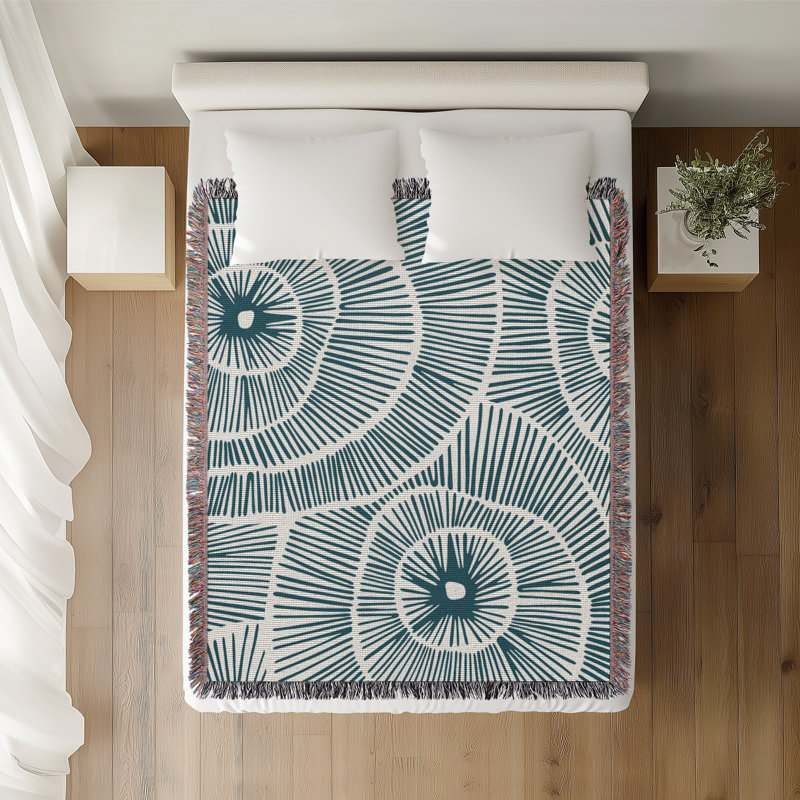 Jeté en coton Ray, Bleu sarcelle, 60 x 60