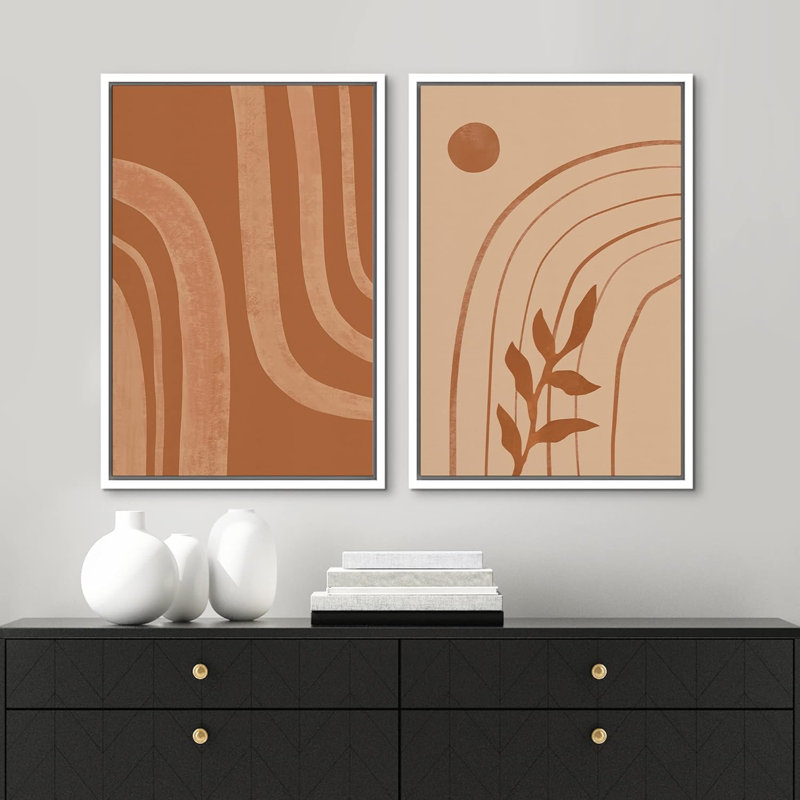 «Dark Geometric Spiral Wave Collage», 2 pièces, Blanc, H 24 po x l 16 po