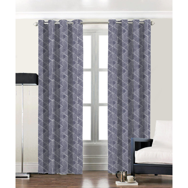 Paire de rideaux semi-transparents avec œillets Ximena, bleu, l 54 po x L 63 po
