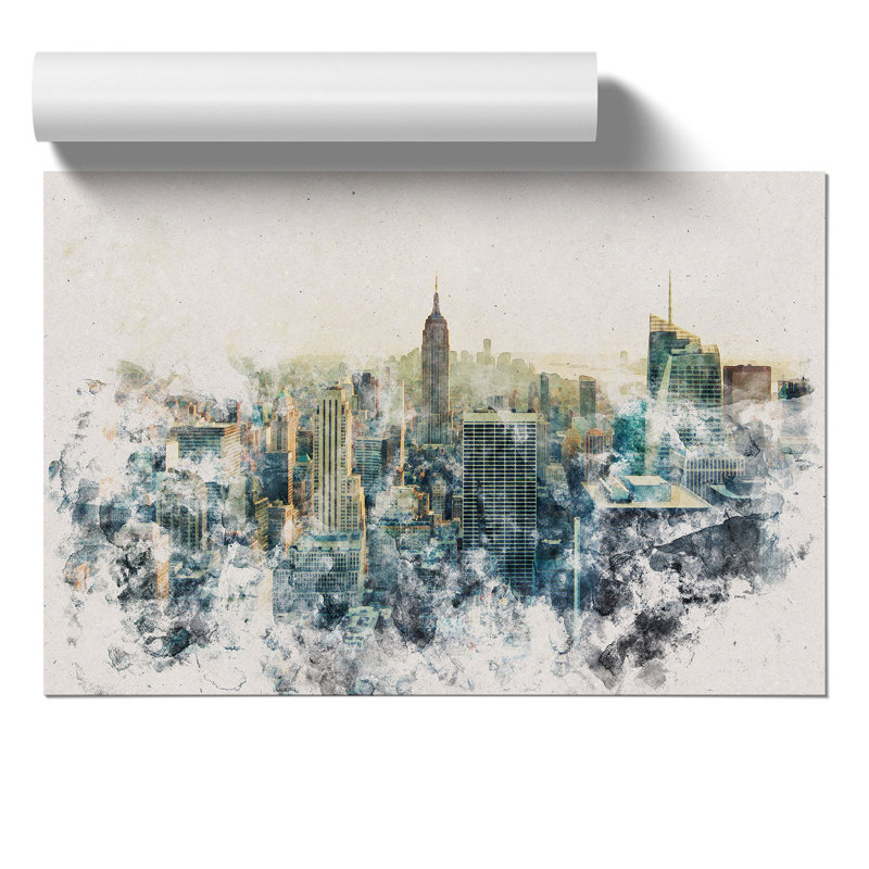 New York Skyline Watercolour - Frameless Print, 30cm H x 42cm W x 0.1cm D