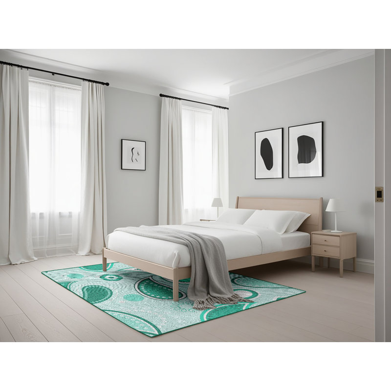 Tapis vert tissé à la machine, Rectangle 5 pi x 7 pi