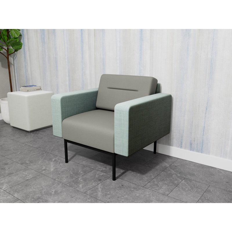 Chaise d'invité de réception Darsey, With Power, Black, Colombe Patriot Plus; écume de mer Chambray