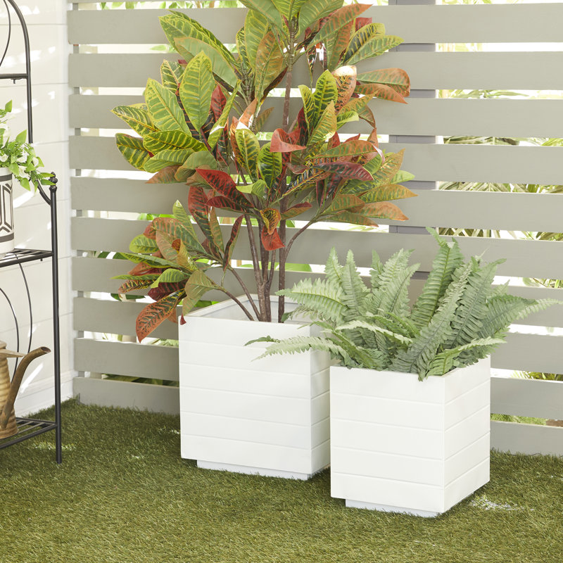 Ensemble de boîtes à fleurs 2 pièces, Blanc, H 14,5 po x l 13,7 po x P 13,75 po