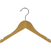 Children's Wood Hangers: Natural Low Gloss 14 Inch Top Hanger with Gripper  Inserts (100)