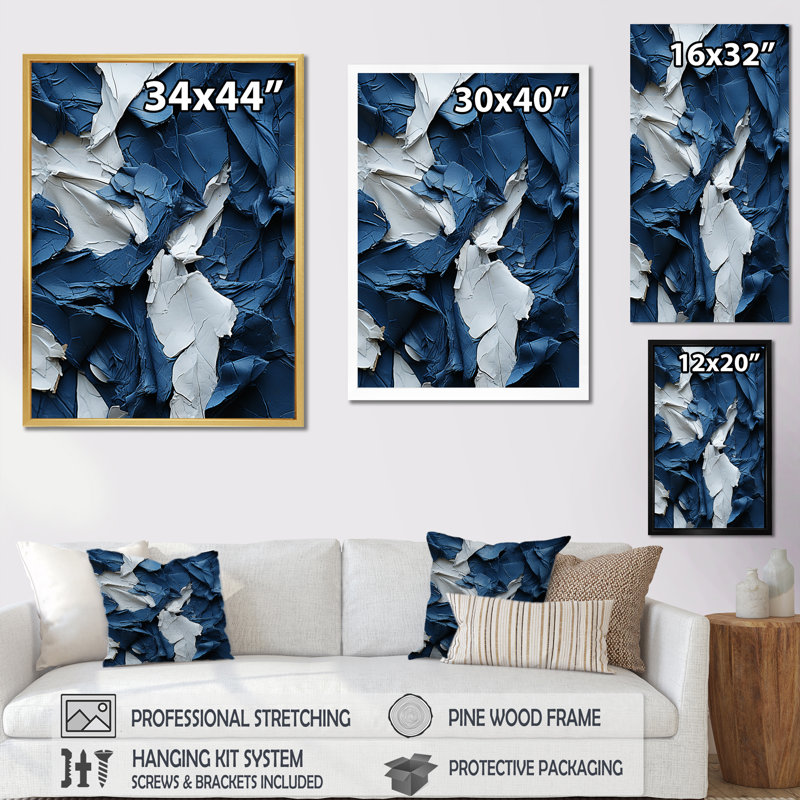 «Bliss Of Happiness In Aegean Blue», peinture abstraite sur toile, H 44 po x l 34 po, Toile tendue, Sans cadre