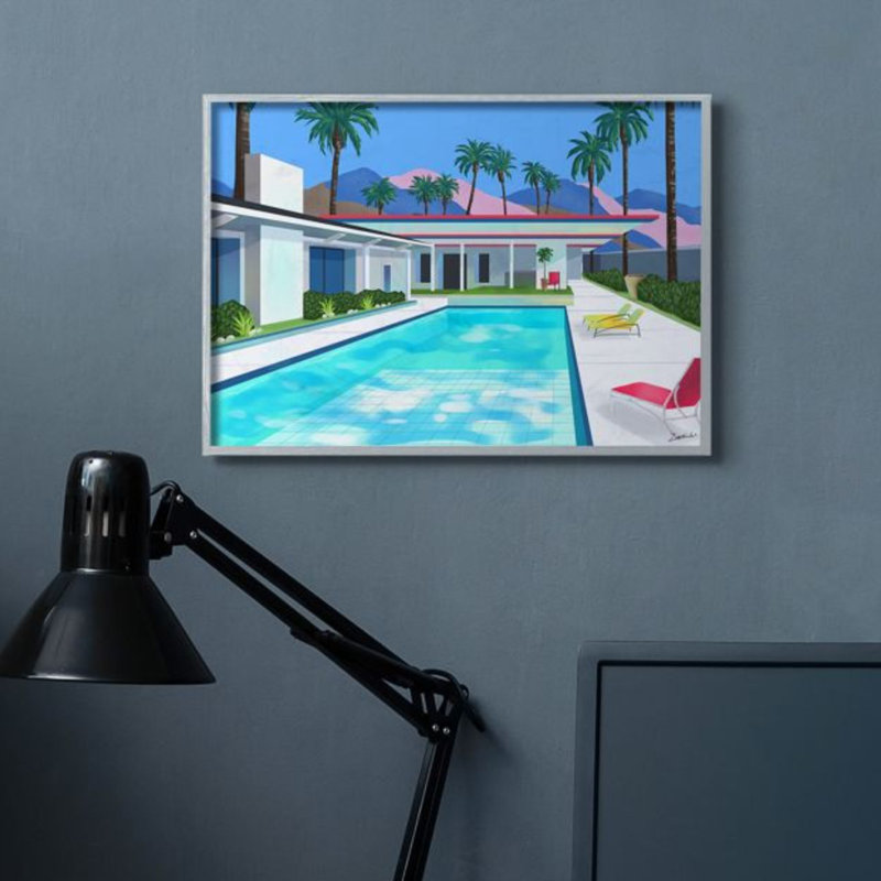 «Modern Architecture House Pool Tropical Palm Trees» par Ziwei Li - reproduction d'art, H 20 po x l 16 po