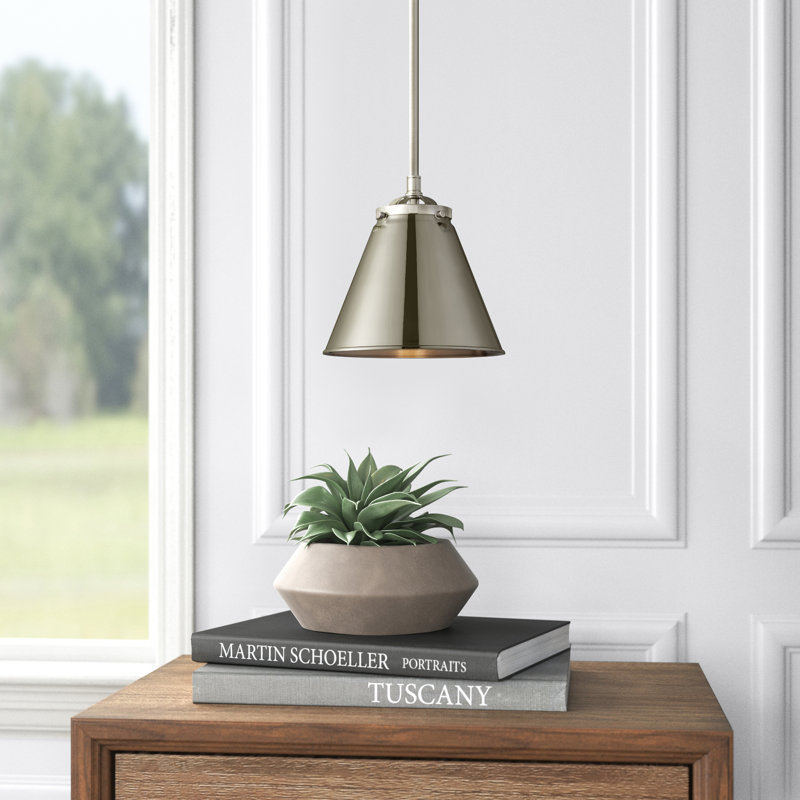 Luminaire suspendu conique à 1 lumière Donovan, Ampoule non incluse, Nickel satiné brossé, Nickel satiné brossé