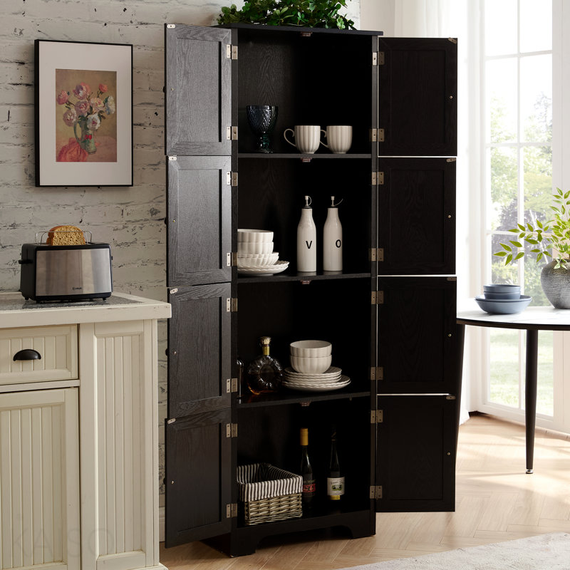 Grande armoire de rangement avec 8 portes, Noir