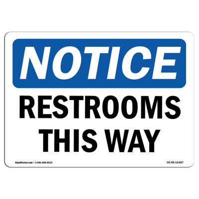 Restrooms This Way Aluminum Sign 12 x 18