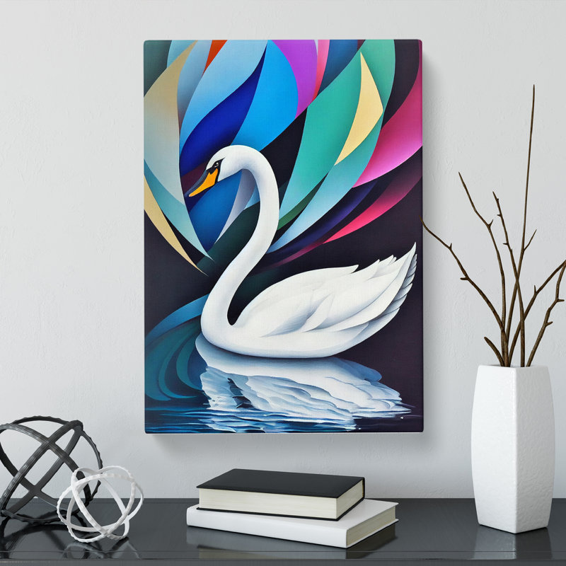 CAN-V0523-2467X Swan Abstract - Wrapped Canvas Print, 50cm H x 35cm W x 3cm D