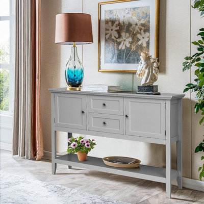 Buffet buffet avec 2 tiroirs et 2 armoires, gris