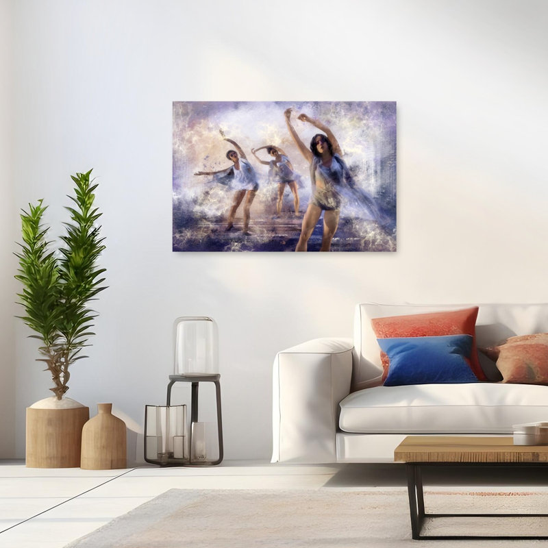 Affiche murale abstraite contemporaine et élégante représentant des danseuses gracieuses, H 32 po x l 48 po