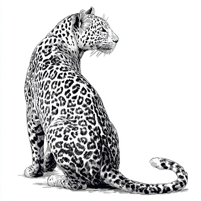 «Leopard», profil sur toile tendue, l 40 po x H 40 po x P 1,5 po