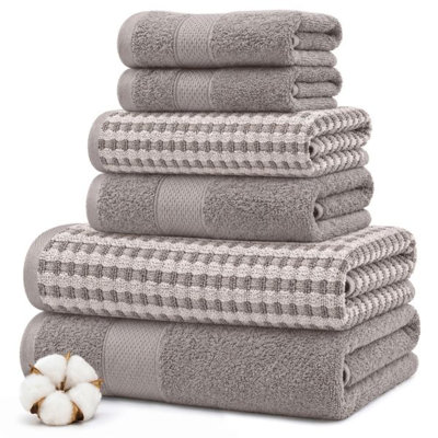 Modern Threads Drucilla 6-Piece 100% Combed Cotton Yarn Dyed Cobblestone Jacquard Towel Set