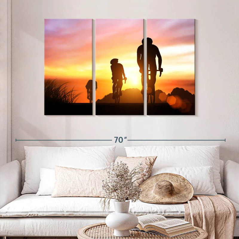 Sireci Cyclists At Sunset, 32" H x 50" W