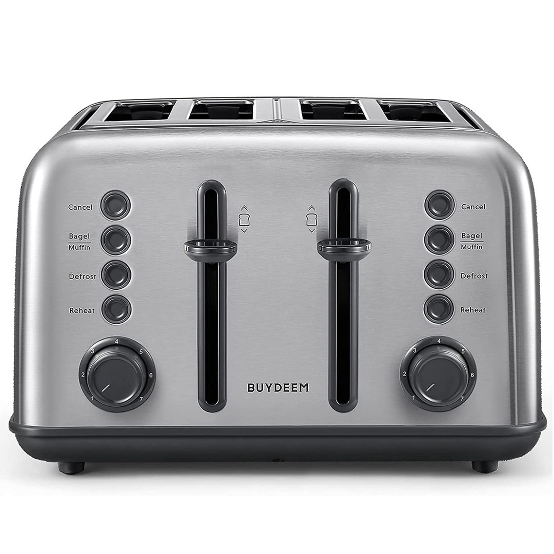 Buydeem 4 Slice Long Slot Crumb Retro Toaster Buydeem 