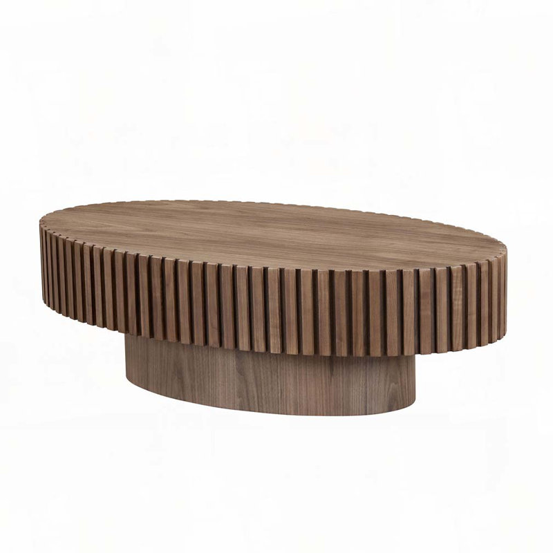 Oval Handcraft Drum Coffee Table, Walnut