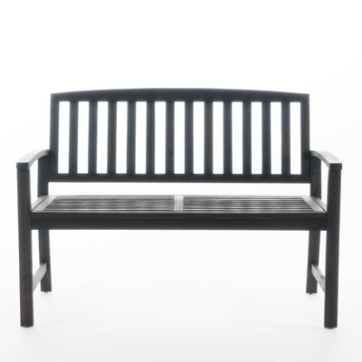 Style Dark Gray Wood Bench, 49.34 In. Depth, Elegant Backyard Bench In Color, 48.25"W X 35.75"H, Long-Lasting