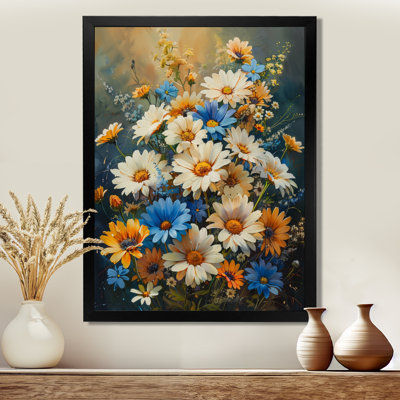Décoration murale marguerites bleues et blanches II - marguerites