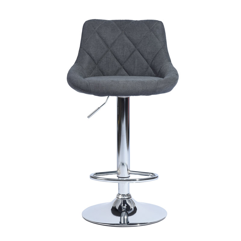 Courtlyn Swivel Upholstered Adjustable Height Bar Stool, Dark Grey
