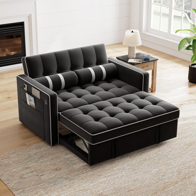 Canapé-lit futon convertible 3-en-1, canapé-lit avec dossier réglable