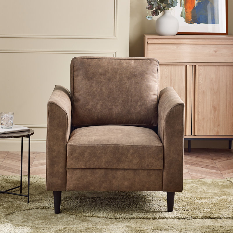 Logi Faux Leather Occasional  Accent Chairs - Upholstered Modern Minimalist Boxy Style