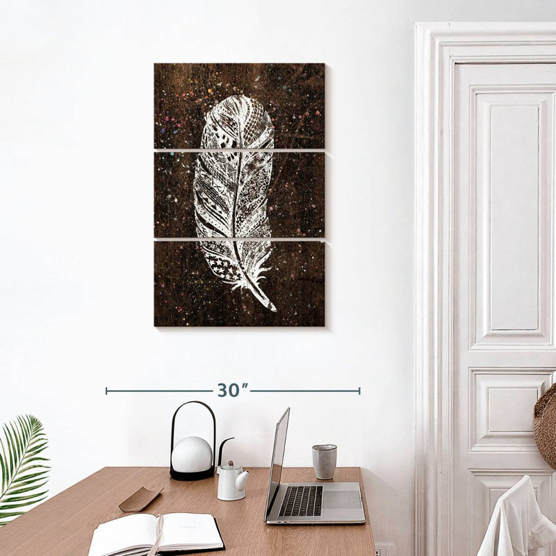 Plume blanche bohème, H 32 po x l 20 po