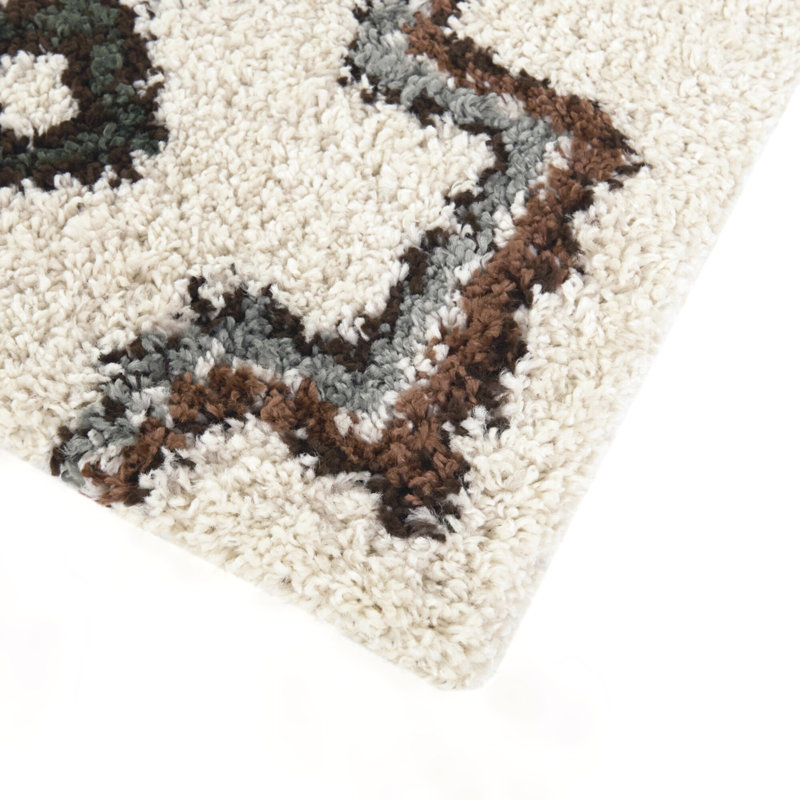 Felipe Green Southwestern Shag Area Rug, Rectangle 5'3" x 7'
